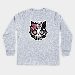 Dia de Los Muertos Undead Cat Kids Long Sleeve T-Shirt